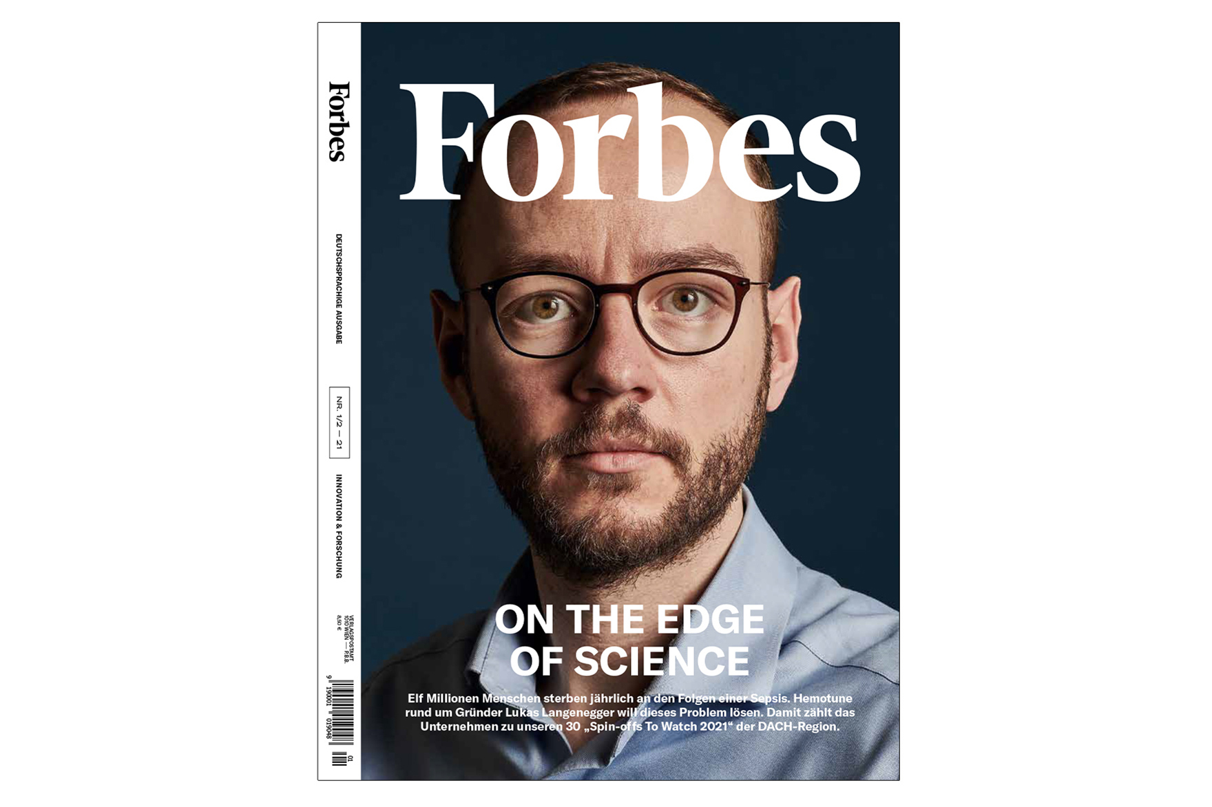 Lukas Langenegger is the cover of the January/February 2021 "Innovation & Research" issue of Forbes